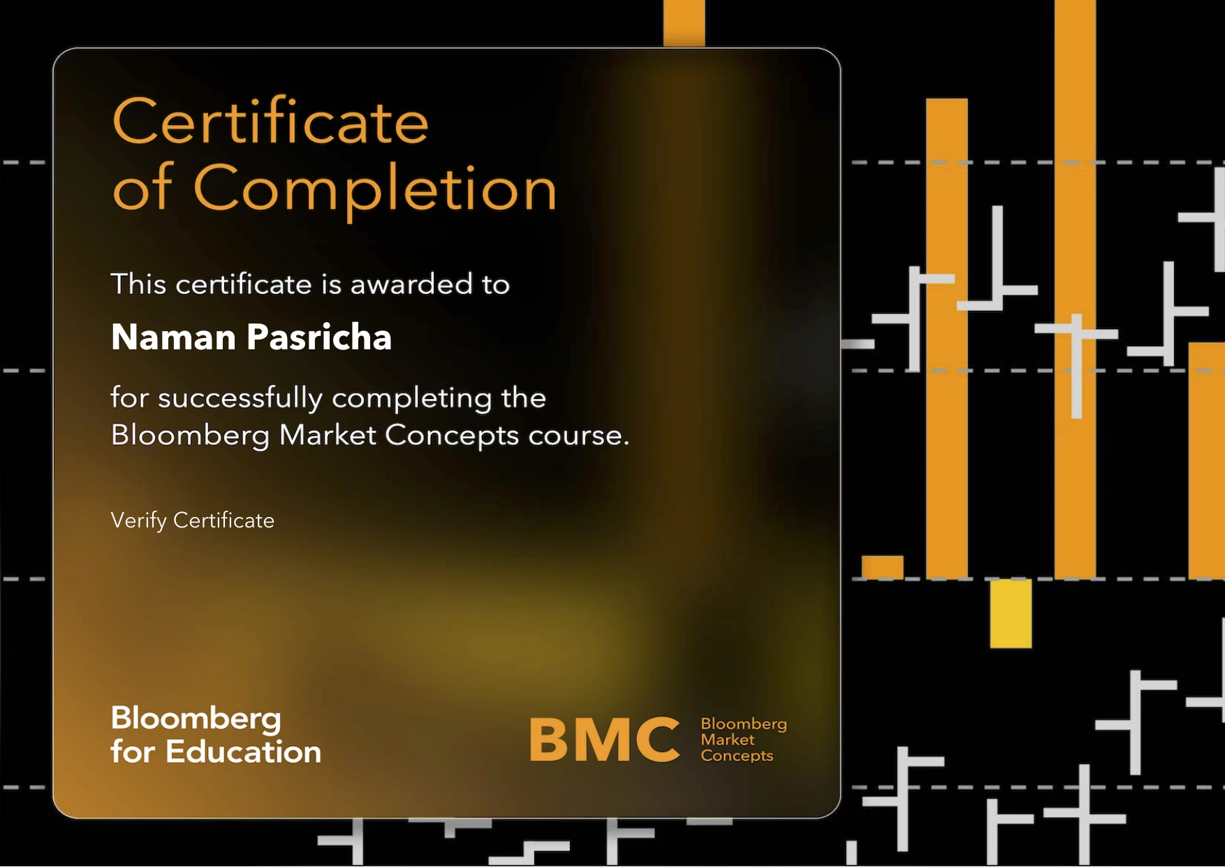 Bloomberg Market Concepts certificate