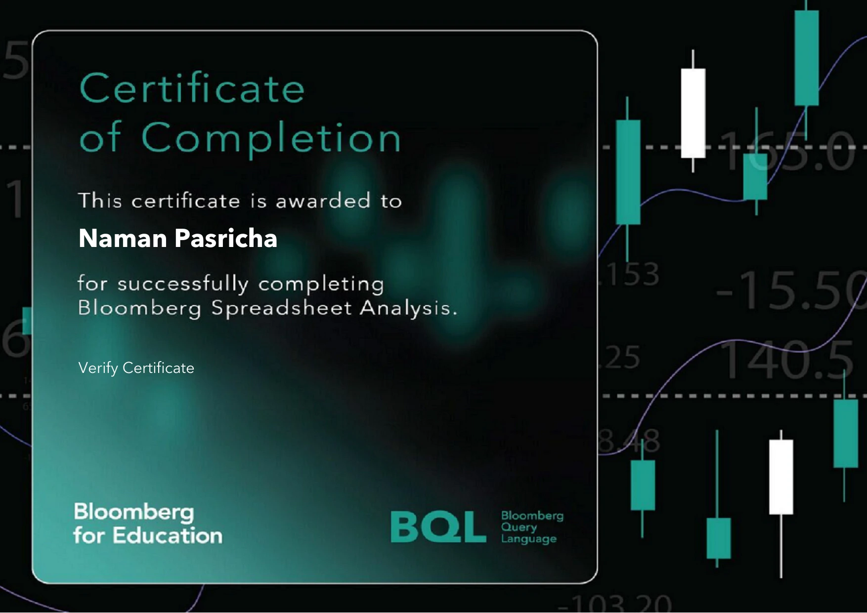 Bloomberg Query Language certificate