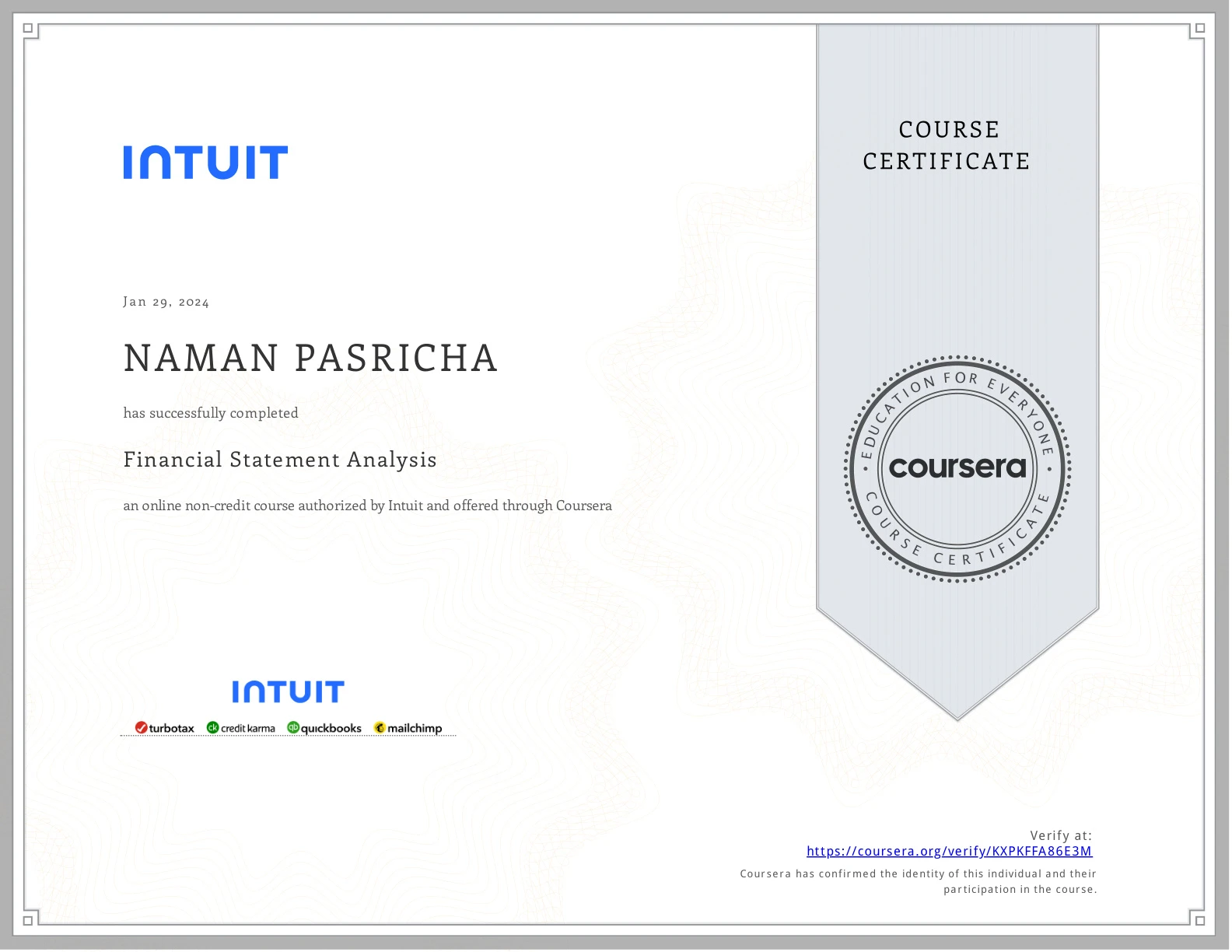 University of Melbourne Language and Tools of Financial Analysis certificate