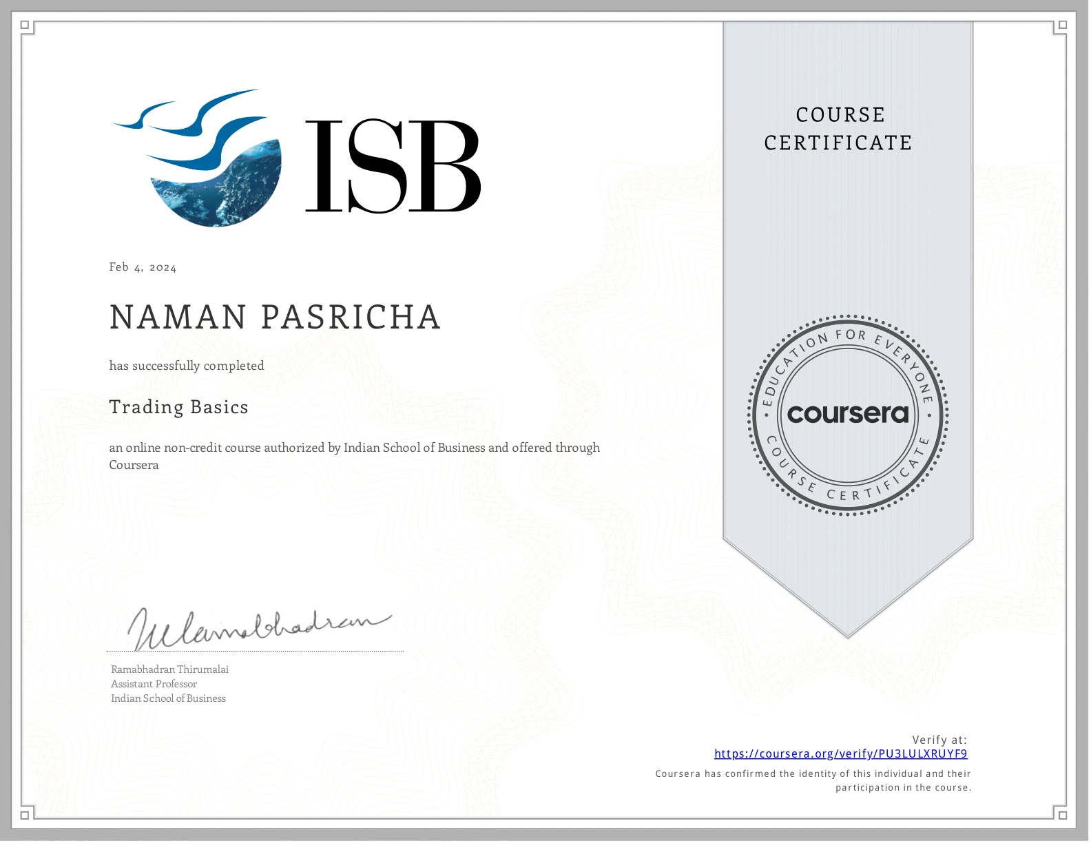 Interactive Brokers Trading Basics certificate